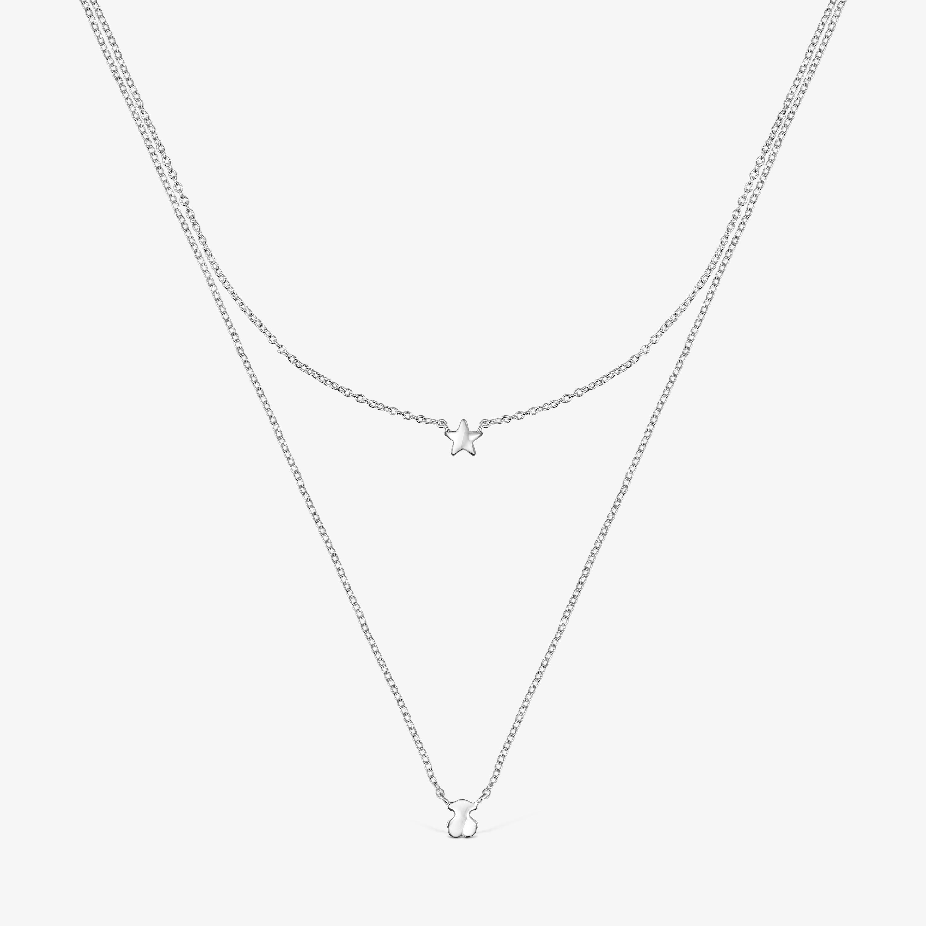 Silver Mini Icons bear-star Necklaces set