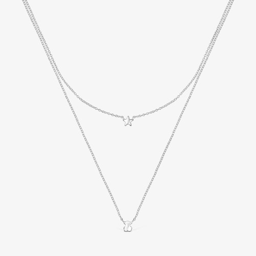 Lot de Colliers Mini Icons ours-&eacute;toile en Argent