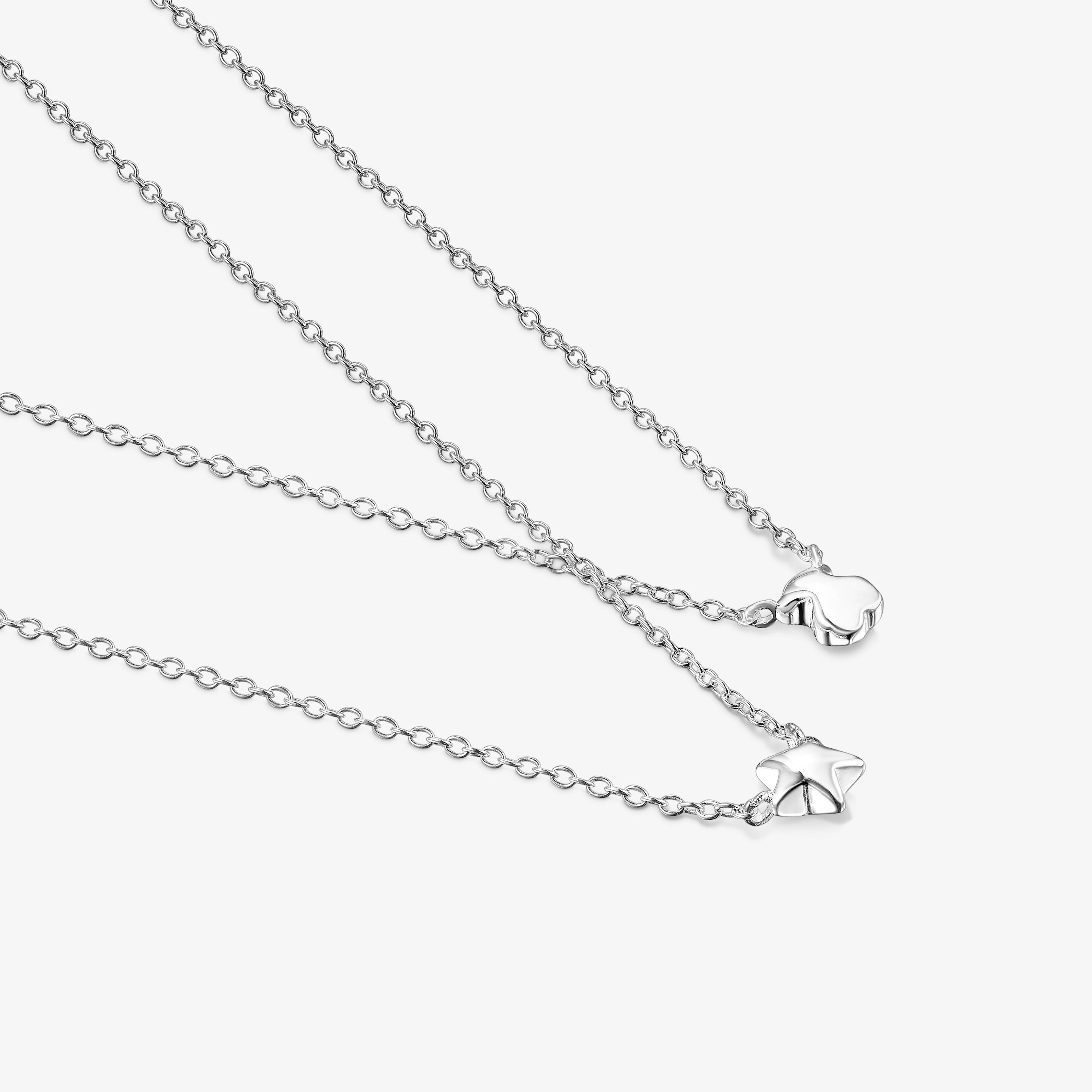 Silver Mini Icons bear-star Necklaces set