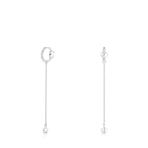 Pendientes largos de plata Mini Icons