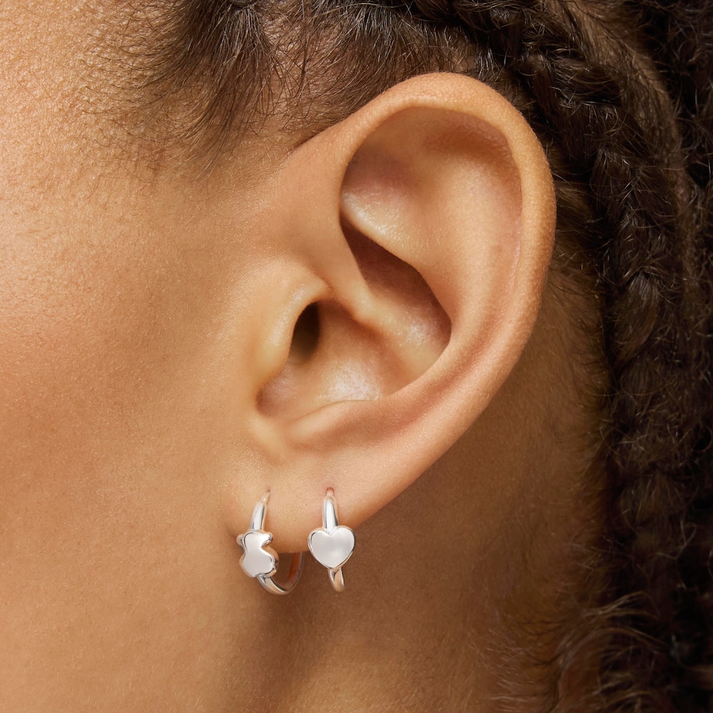 Aretes largos Mini Icons de plata