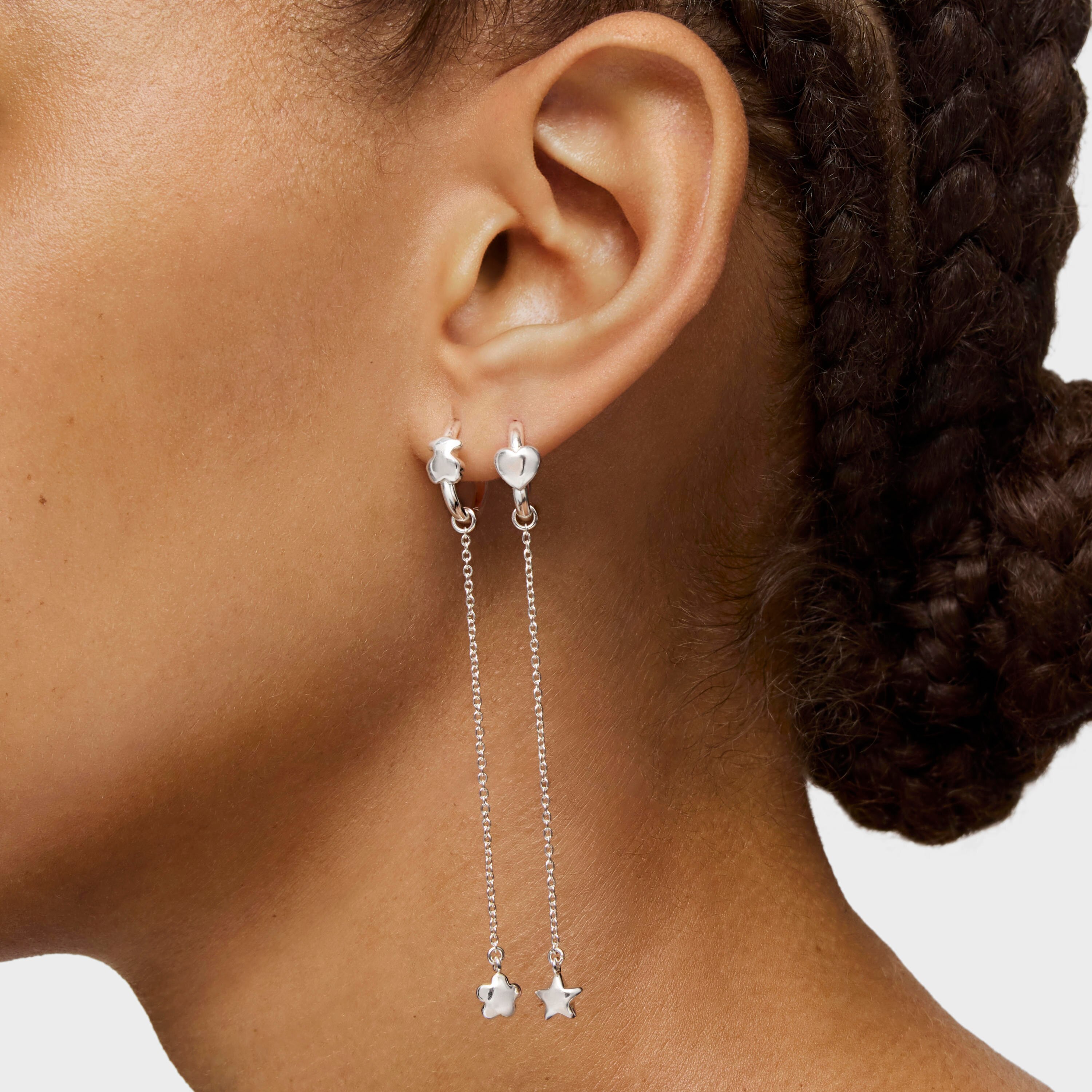 Long Silver Mini Icons Earrings