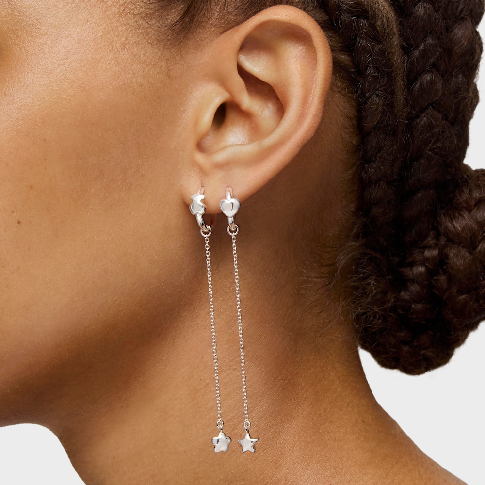 Aretes largos Mini Icons de plata