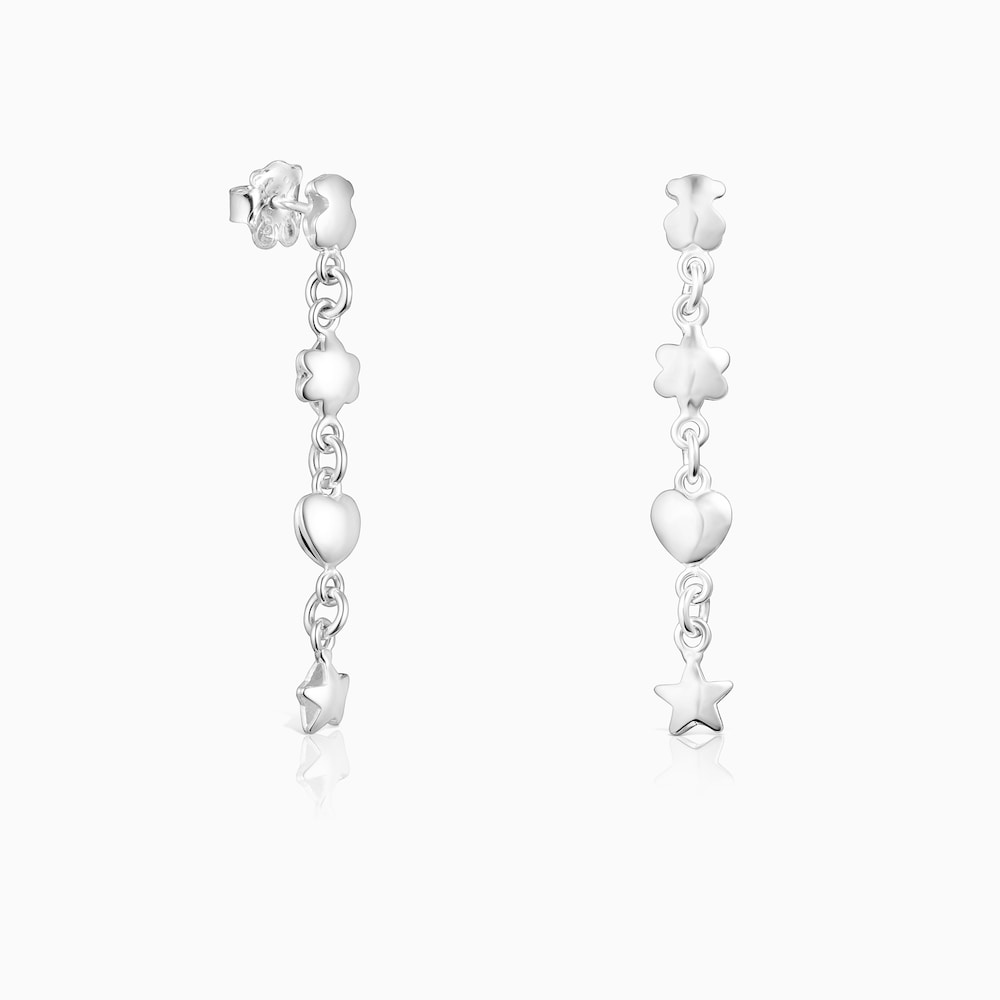 Brincos compridos Mini Icons motivos em Prata