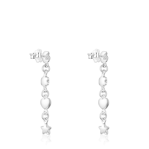 Long Silver Mini Icons motifs Earrings