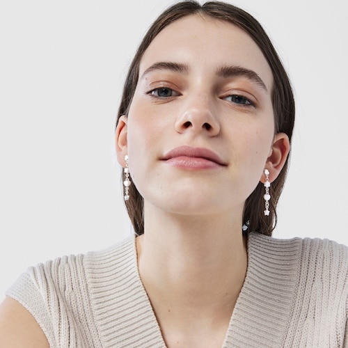 Long Silver Mini Icons motifs Earrings