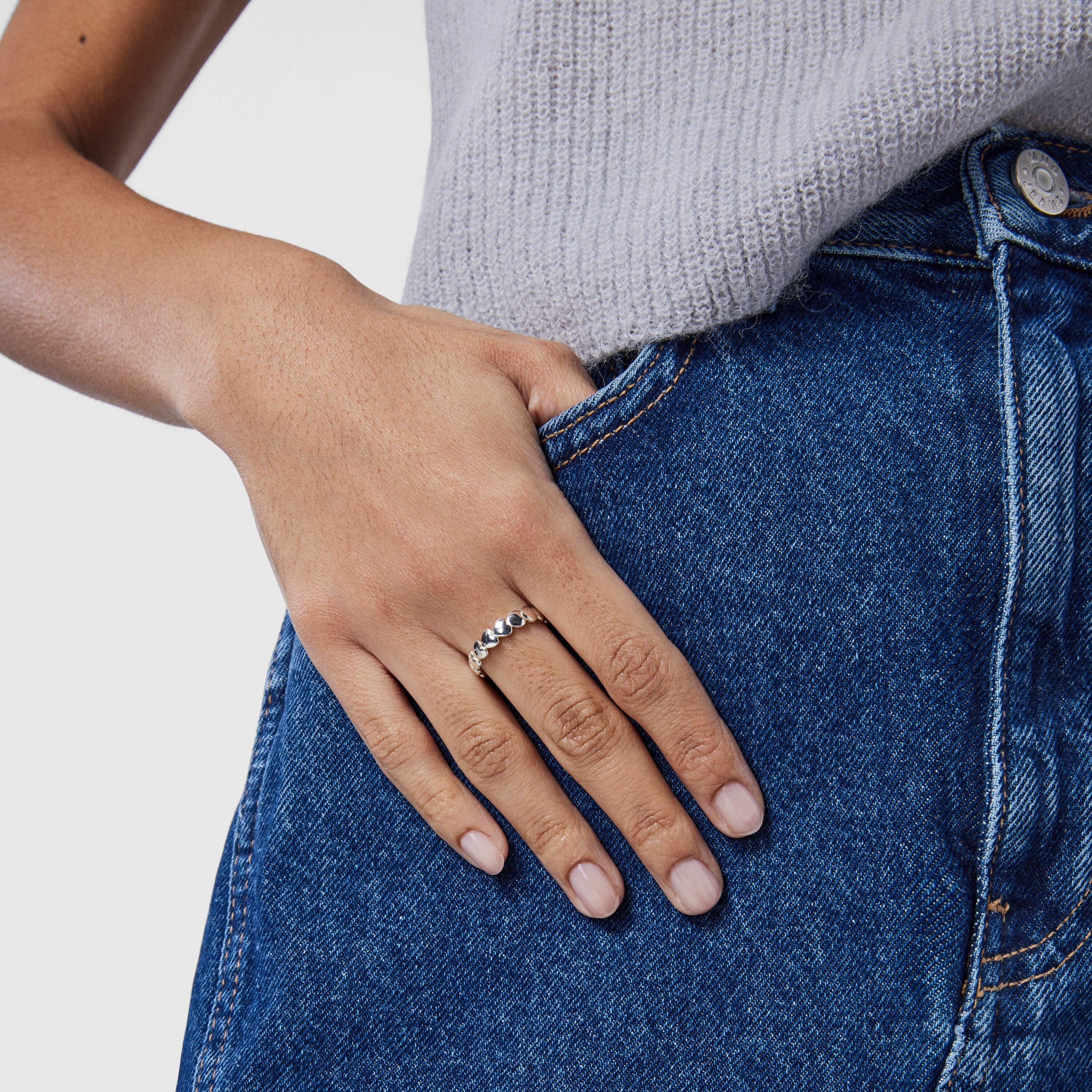 Silver TOUS Mini Icons Heart Ring with motifs