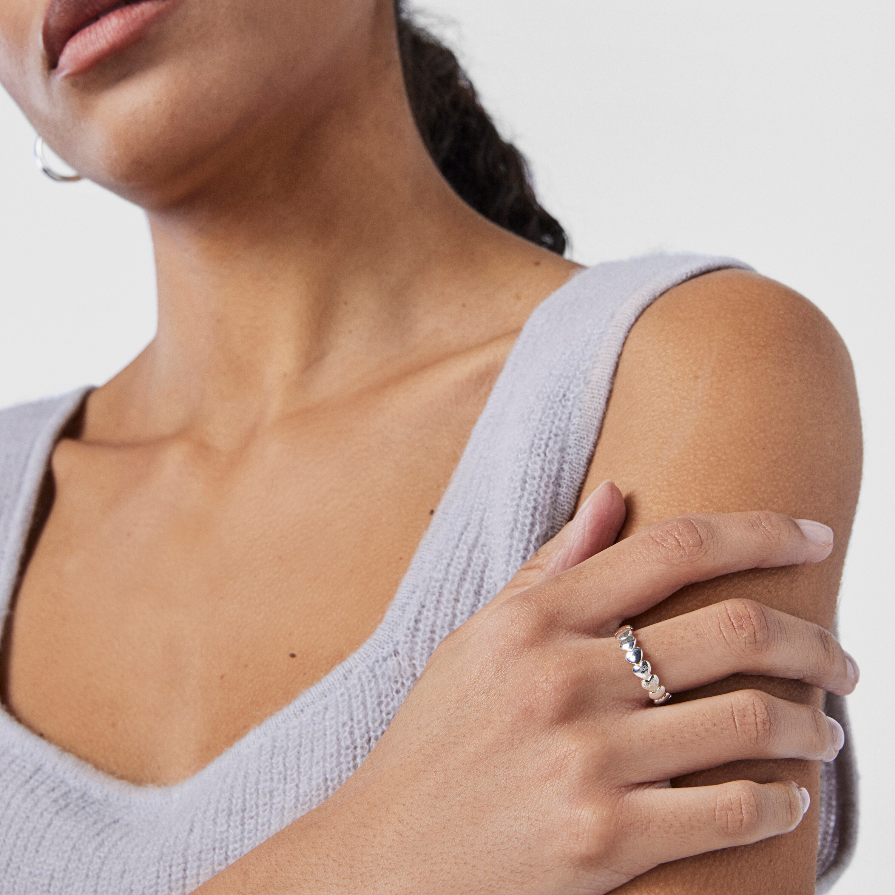 Silver TOUS Mini Icons Heart Ring with motifs