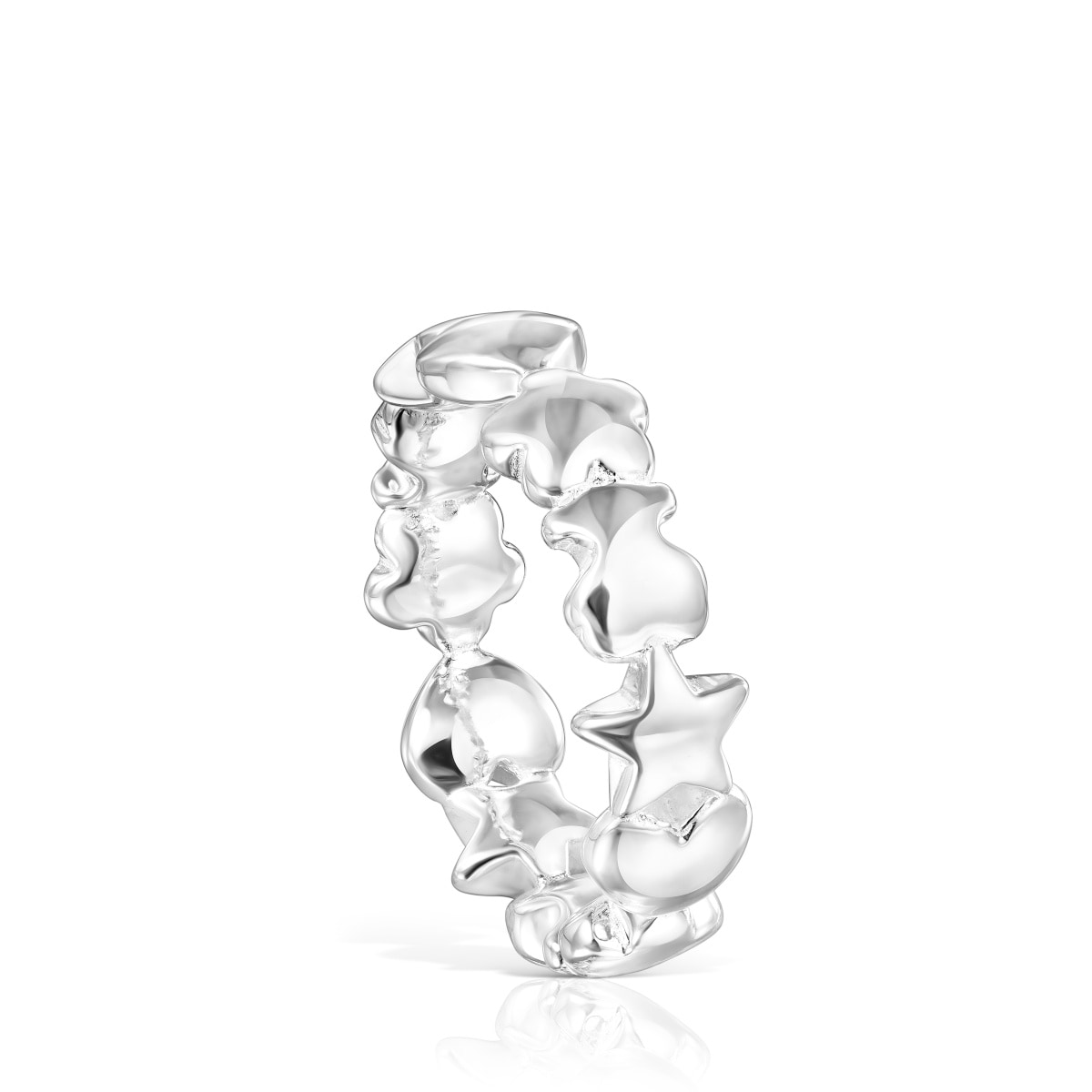 Tous - Anillo De Plata Motivos Oso, Corazón Y Flor Mini Icons Talla 14