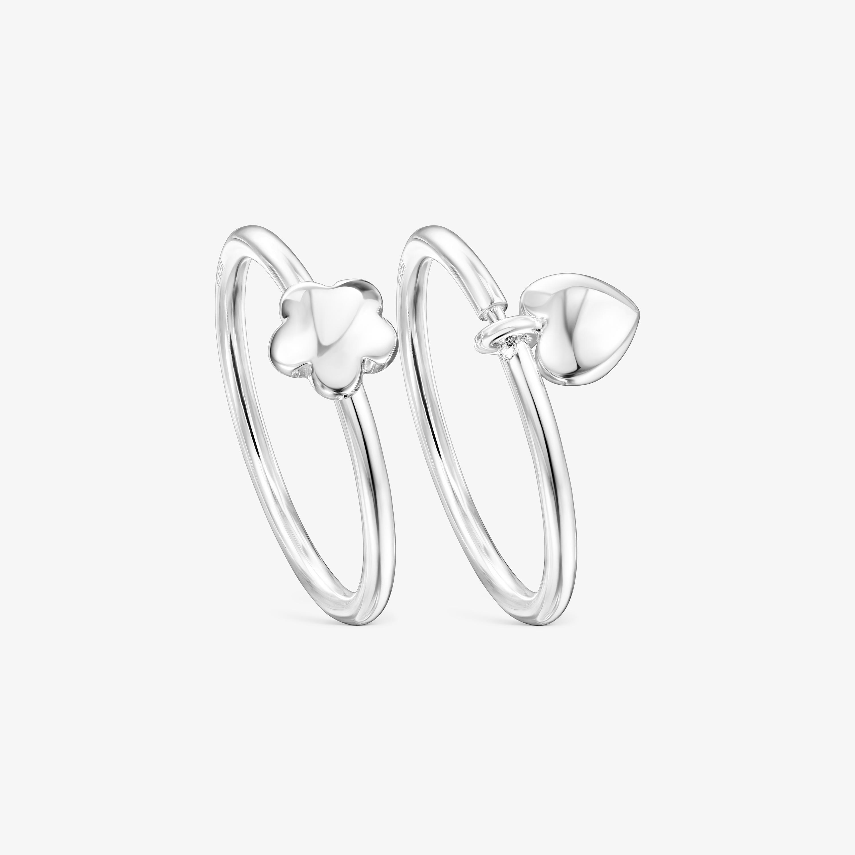 Silver TOUS Mini Icons flower-heart motifs Rings set