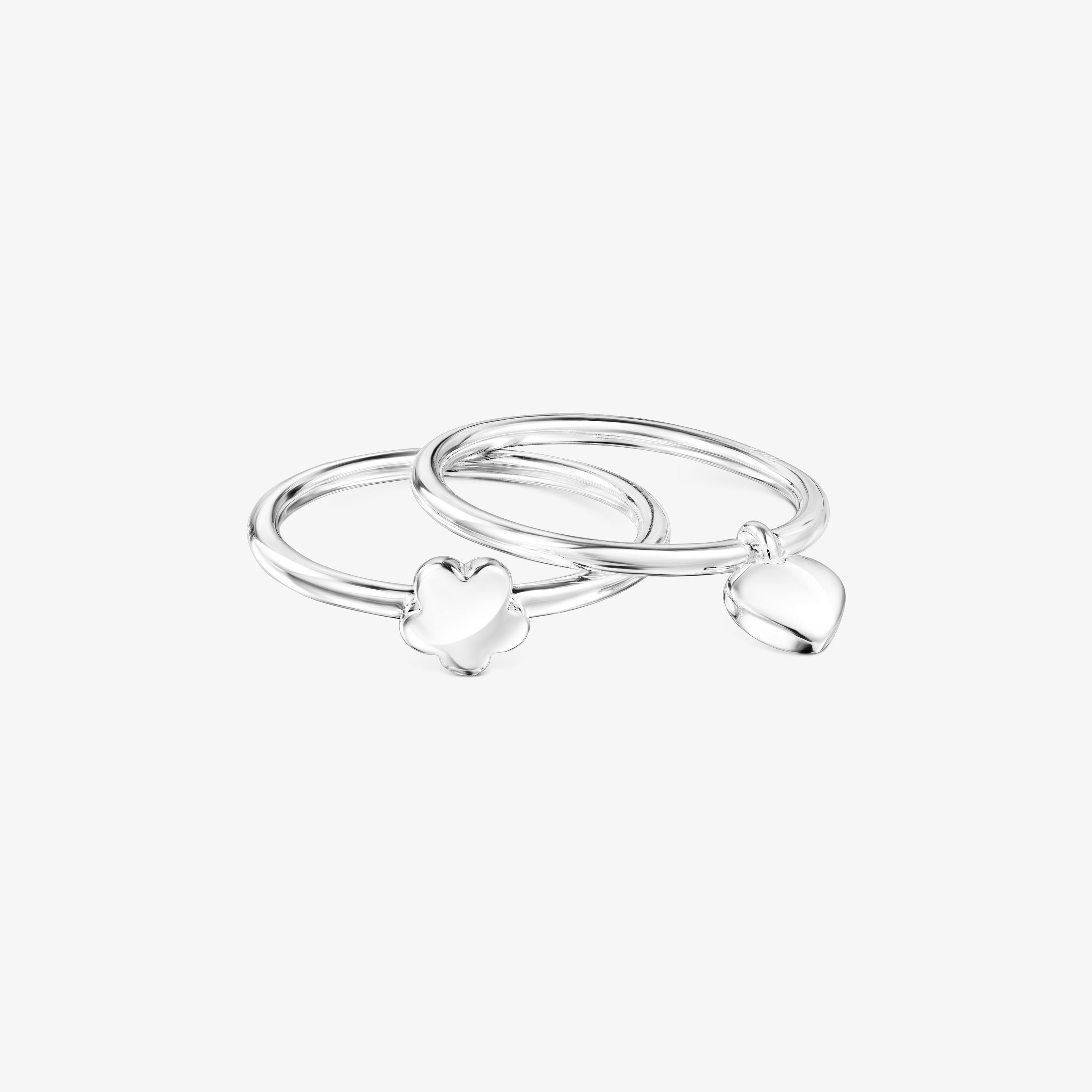 Silver TOUS Mini Icons flower-heart motifs Rings set