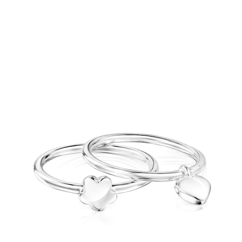 Pack de Anillos motivos flor-corazón de plata Mini Icons