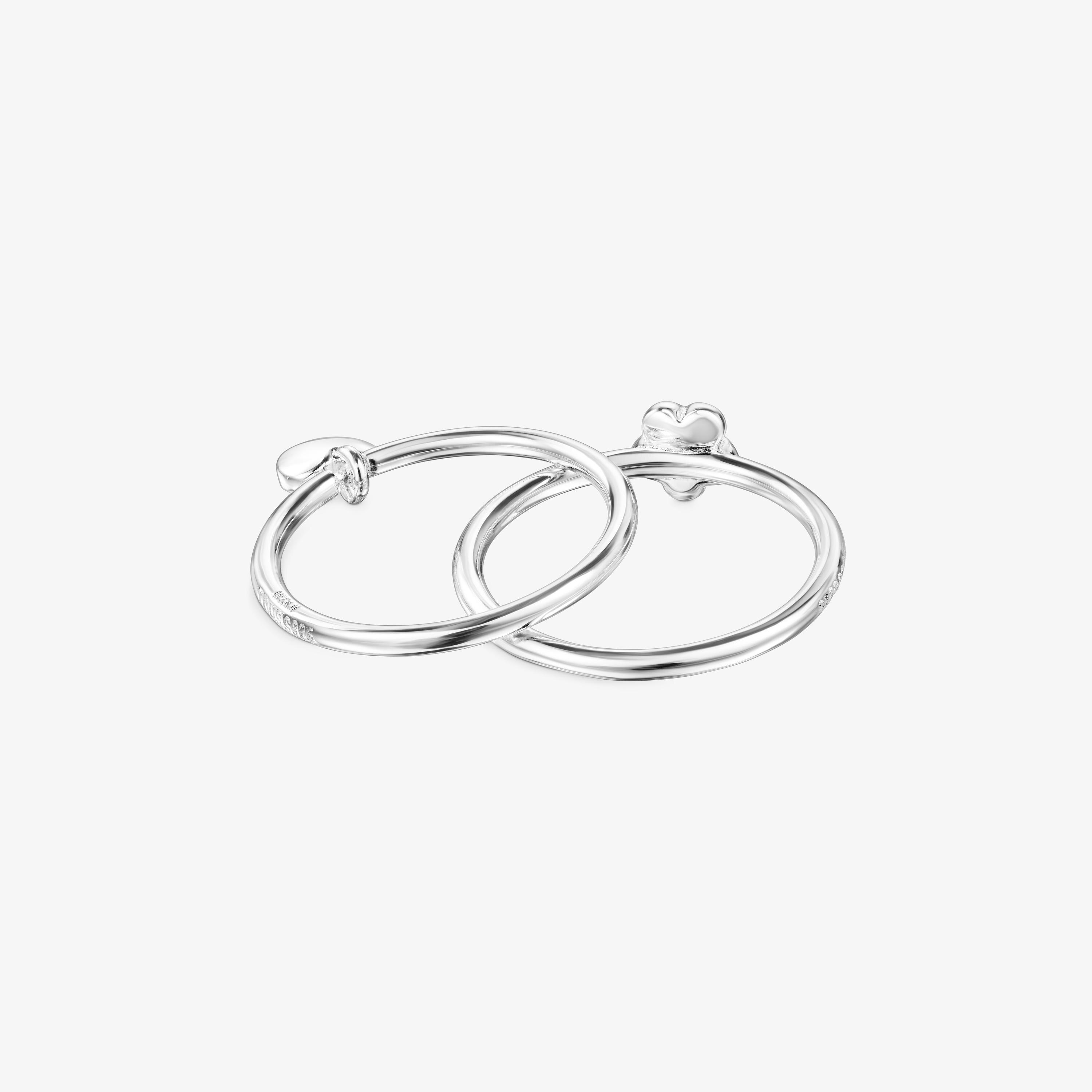 Silver TOUS Mini Icons flower-heart motifs Rings set