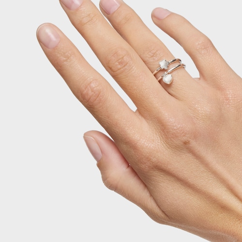 Pack de Anillos motivos flor-corazón de plata Mini Icons