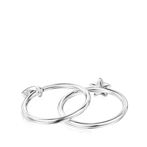 Silver TOUS Mini Icons bear-star motifs Rings set
