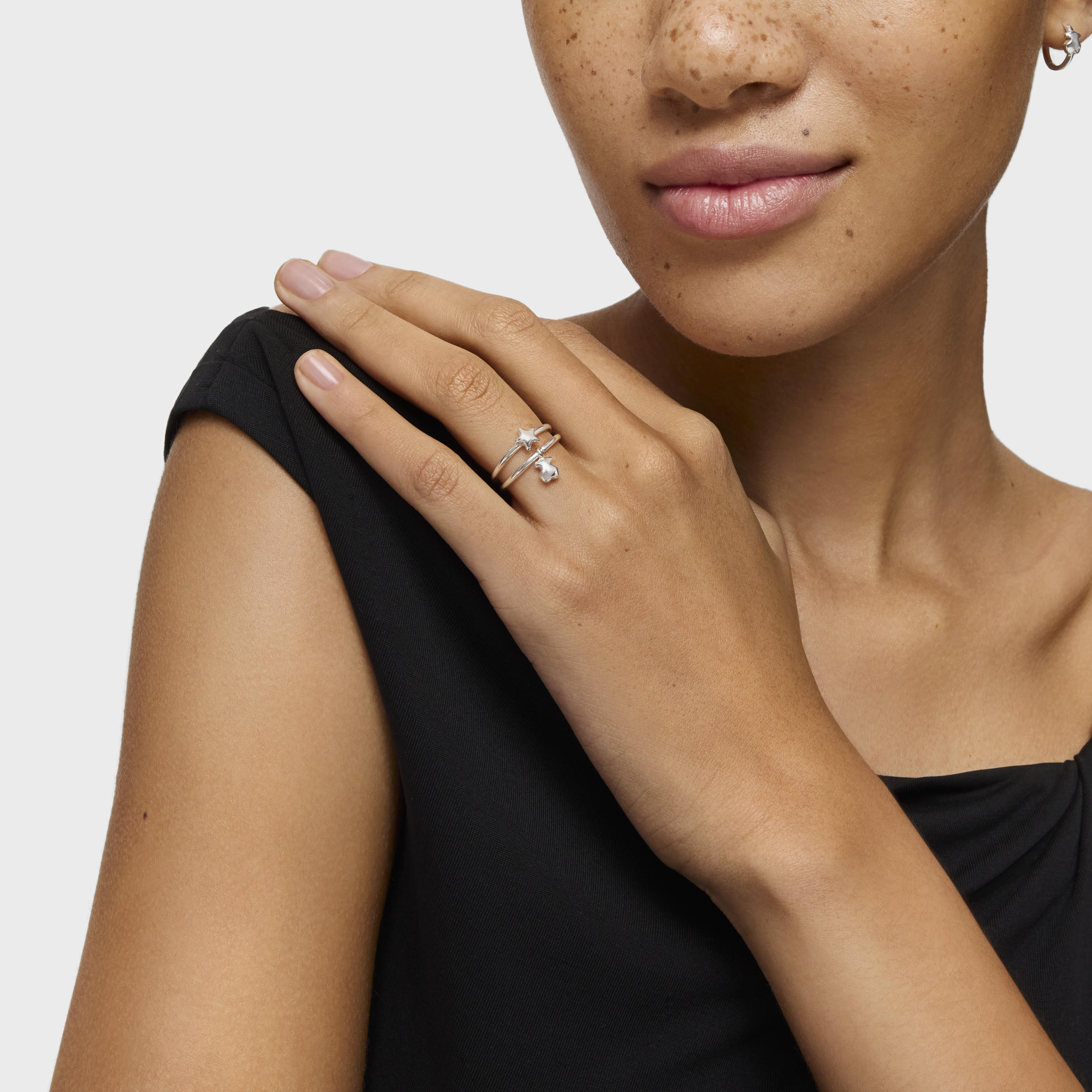 Silver TOUS Mini Icons bear-star motifs Rings set