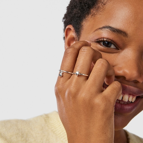 Silver TOUS Mini Icons bear-star motifs Rings set