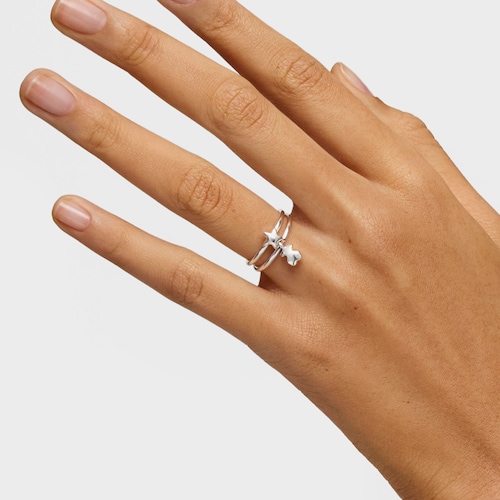Silver TOUS Mini Icons bear-star motifs Rings set