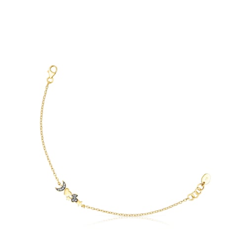 Pulsera con ba&ntilde;o de oro 18 kt sobre plata y motivos de diamantes Nocturne