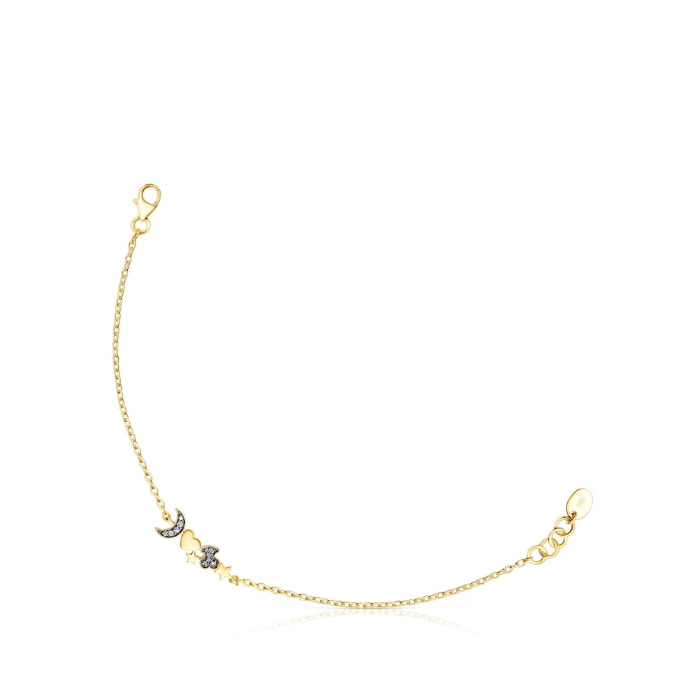 Pulsera con baño de oro 18 kt sobre plata y motivos de diamantes Nocturne image number 0