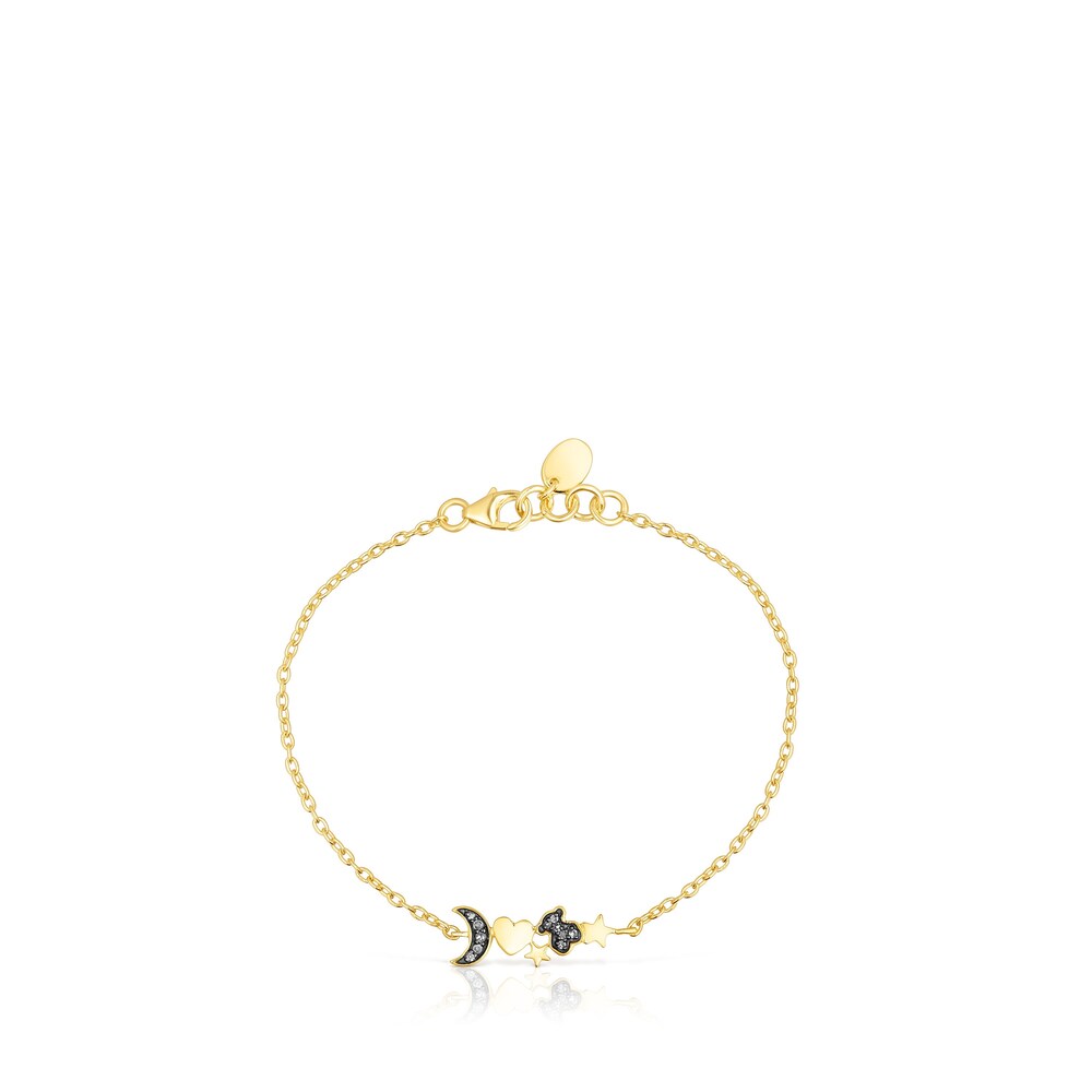 Pulsera con ba&ntilde;o de oro 18 kt sobre plata y motivos de diamantes Nocturne