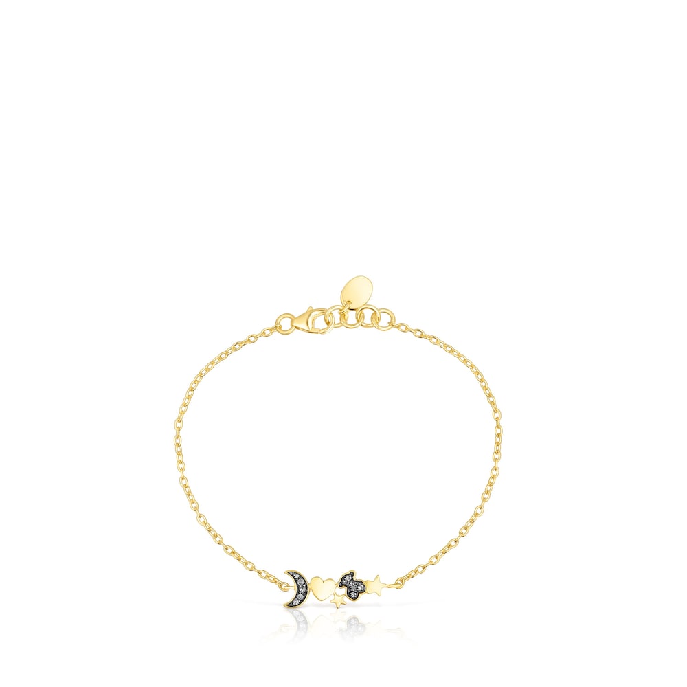 Pulsera con baño de oro 18 kt sobre plata y motivos de diamantes Nocturne image number 1
