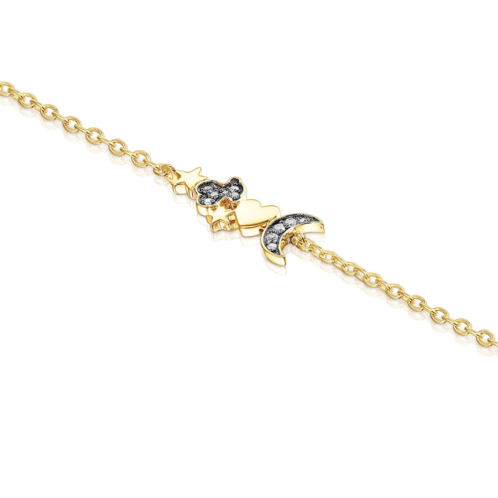 Pulsera con ba&ntilde;o de oro 18 kt sobre plata y motivos de diamantes Nocturne