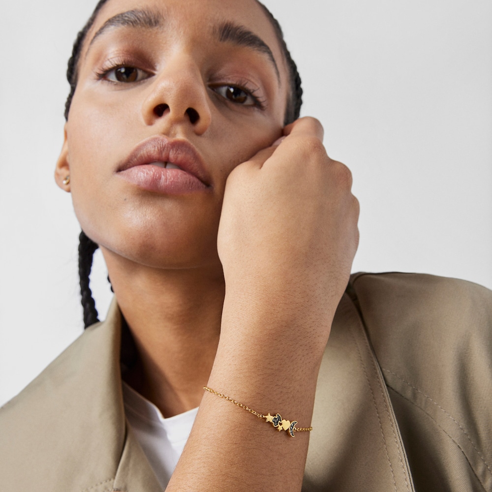 Pulsera con ba&ntilde;o de oro 18 kt sobre plata y motivos de diamantes Nocturne