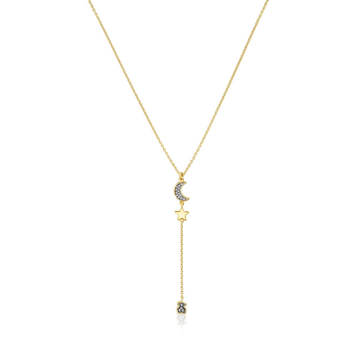 Collar Con Baño De Oro 18 Kt Sobre Plata Y Motivos De Diamantes Nocturne