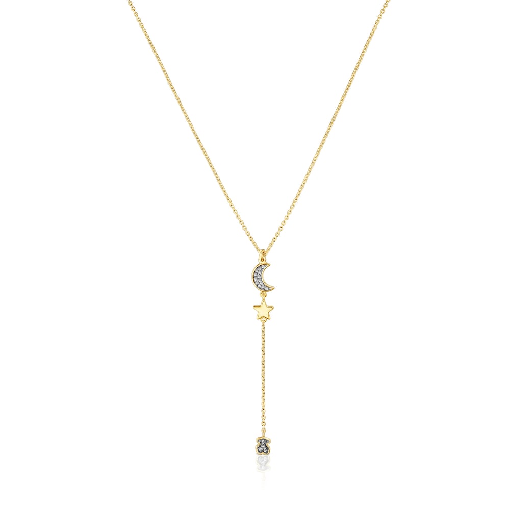 Silver Vermeil Nocturne Necklace with Diamond charms