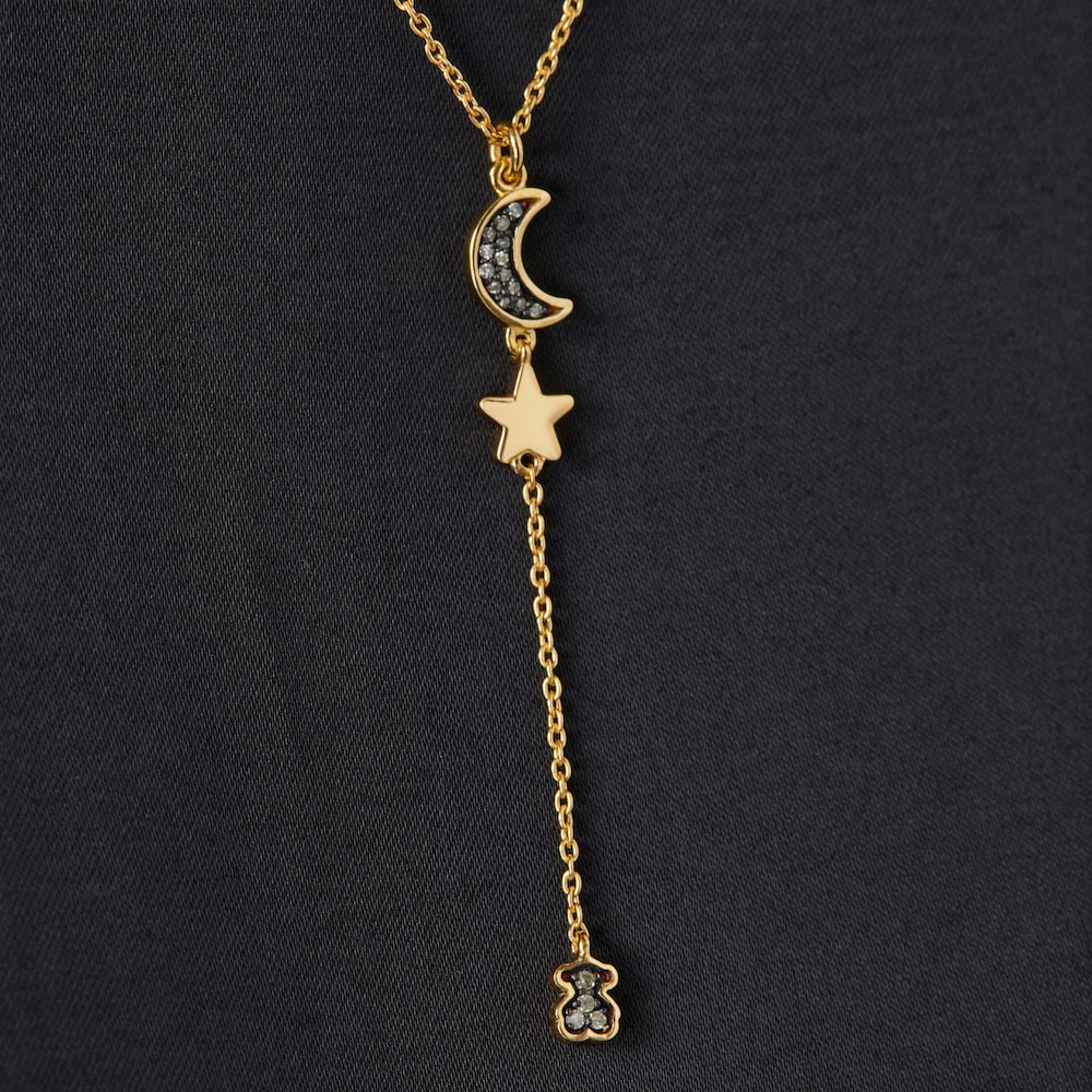 Collar con baño de oro 18 kt sobre plata y motivos de diamantes Nocturne Collar con baño de oro 18 kt sobre plata y motivos de diamantes Nocturne