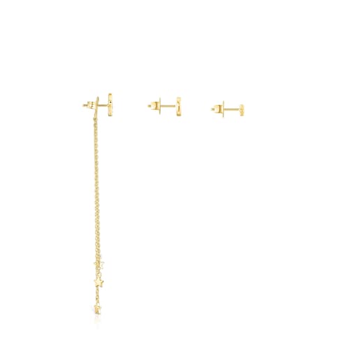 Pack de Pendientes con baño de oro 18 kt sobre plata y diamantes Nocturne