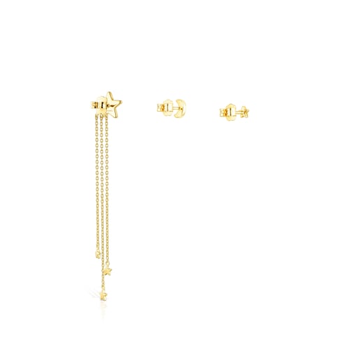 Pack de Pendientes con baño de oro 18 kt sobre plata y diamantes Nocturne