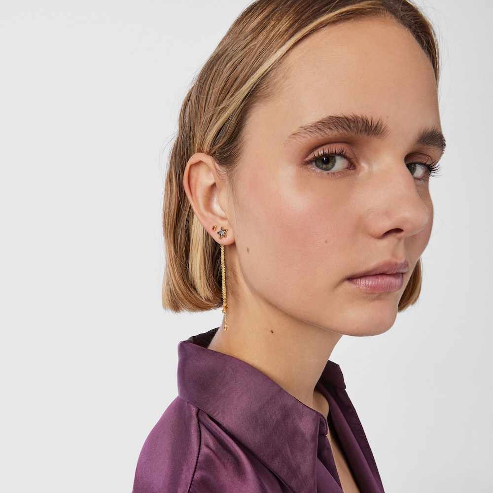 Pack de Pendientes con ba&ntilde;o de oro 18 kt sobre plata y diamantes Nocturne