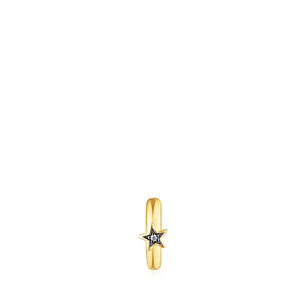 Earcuff con baño de oro 18 kt sobre plata y estrella de diamantes Nocturne image number 0