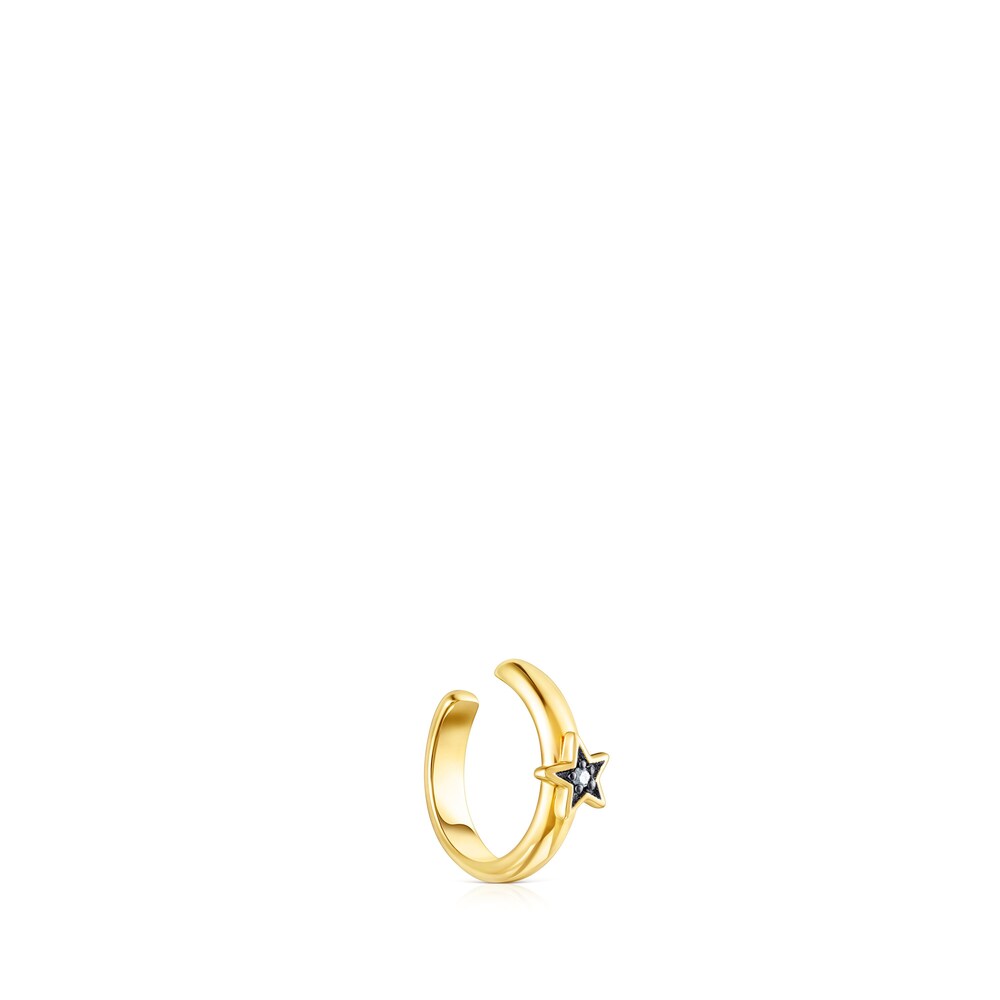Earcuff con baño de oro 18 kt sobre plata y estrella de diamantes Nocturne image number 1