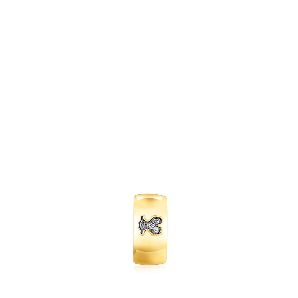 Earcuff con baño de oro 18 kt sobre plata y oso de diamantes Nocturne image number 0