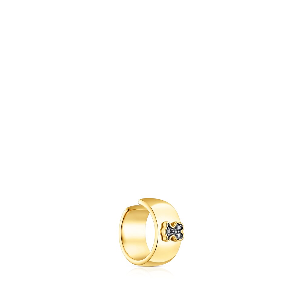 Earcuff con baño de oro 18 kt sobre plata y oso de diamantes Nocturne image number 1