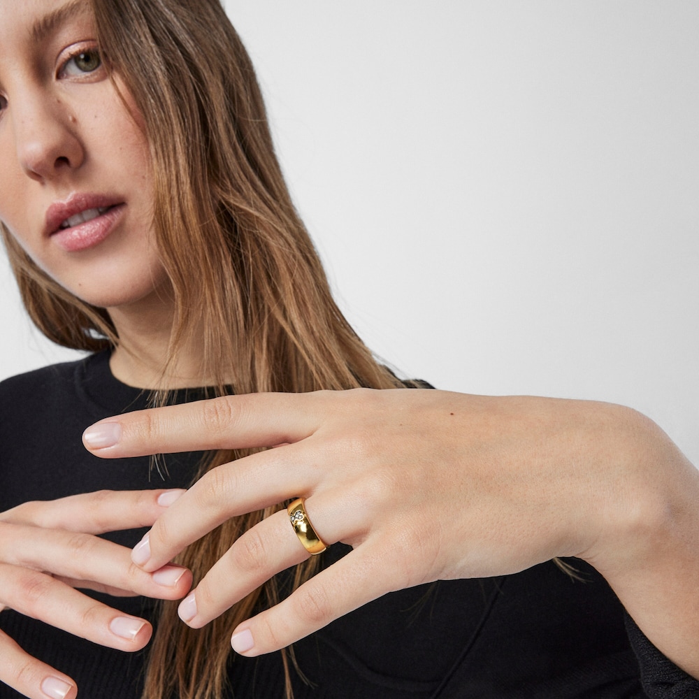 Ring Nocturne aus Vermeil-Silber mit Diamanten-B&auml;r