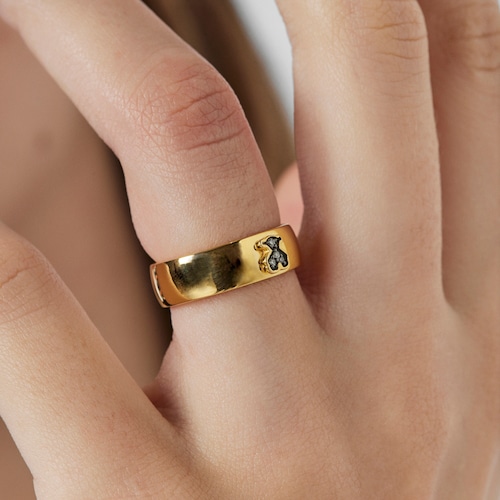 Silver Vermeil Nocturne Ring with Diamond bear