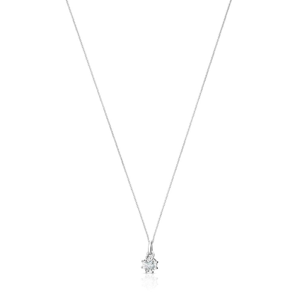 N&aacute;hrdeln&iacute;k z kolekce Les Classiques vyroben&eacute; z b&iacute;l&eacute;ho zlata s diamantovou růžic&iacute; středn&iacute;ch rozměrů