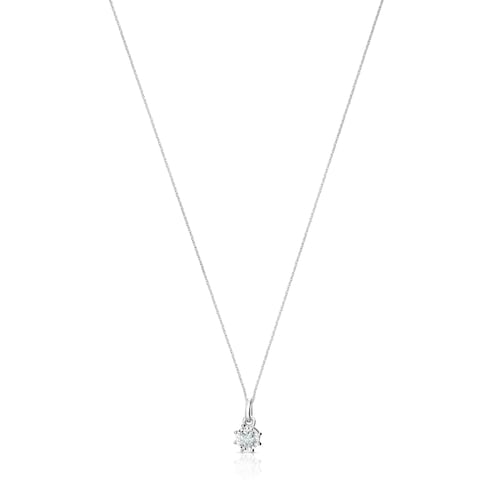 N&aacute;hrdeln&iacute;k z kolekce Les Classiques vyroben&eacute; z b&iacute;l&eacute;ho zlata s diamantovou růžic&iacute; středn&iacute;ch rozměrů