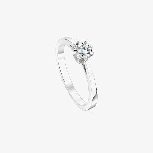 Anillo roset&oacute;n peque&ntilde;o de oro blanco y diamantes 0.10ct Les Classiques