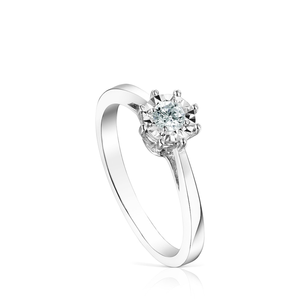 Anillo rosetón mediano de oro blanco y diamantes 0,15ct Les Classiques image number 0