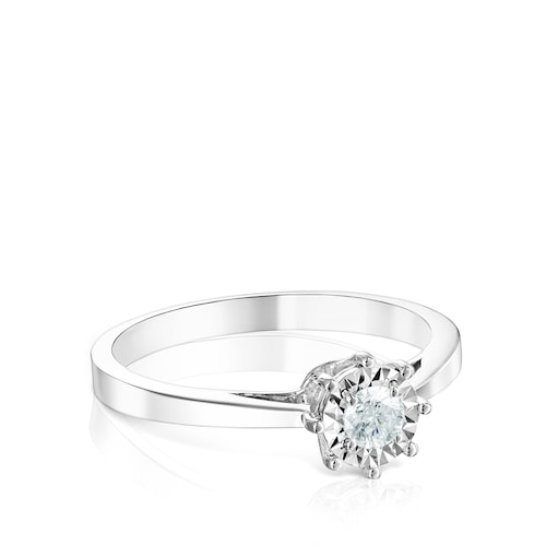 White gold TOUS Les Classiques Ring with medium Diamond rosette 0,15ct