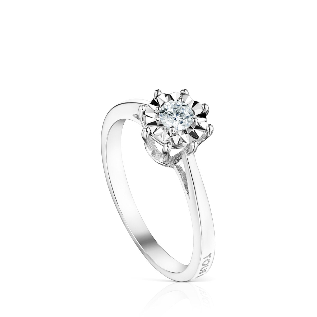 Anillo rosetón grande de oro blanco y diamantes 0,20ct Les Classiques image number 0