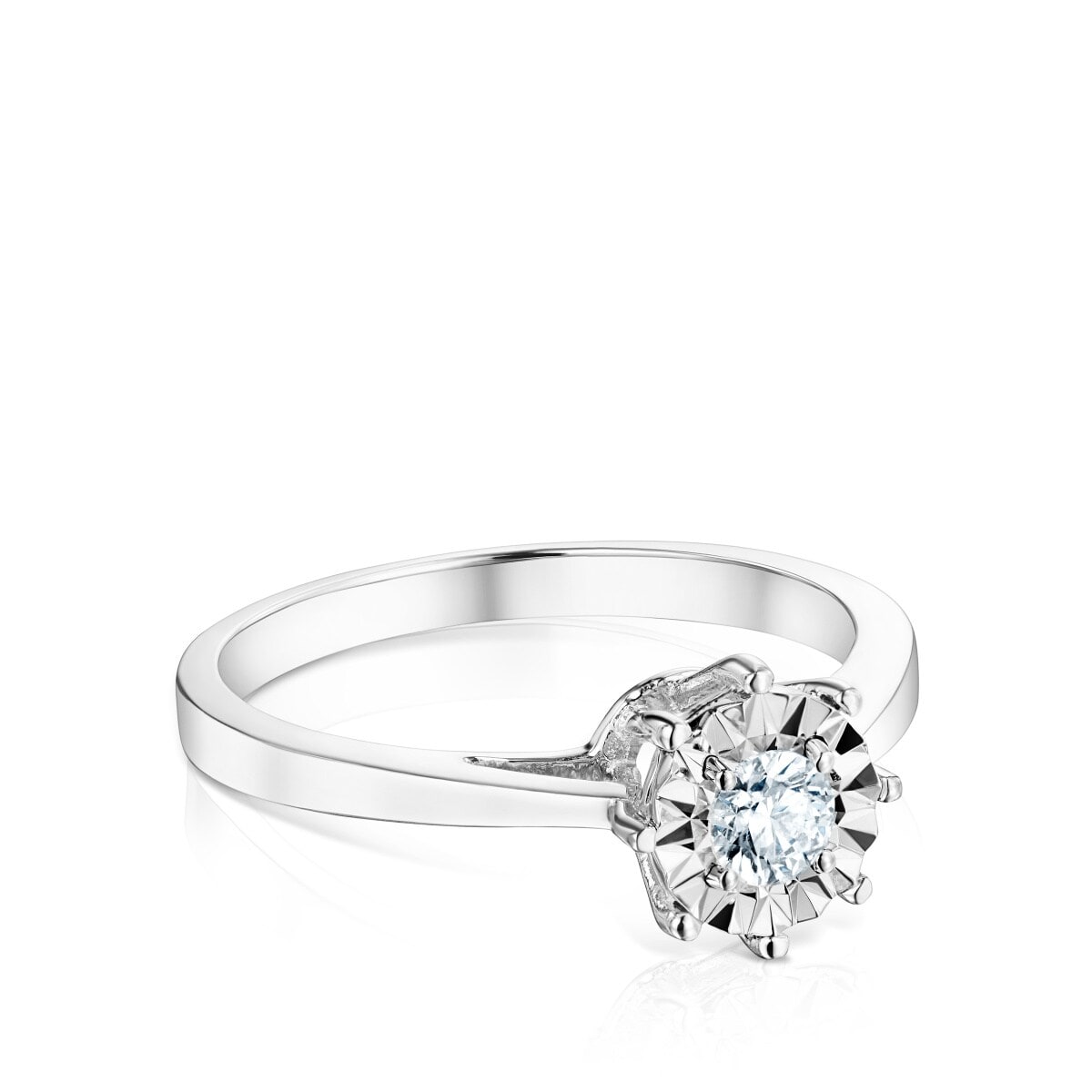 Anillo rosetón grande de oro blanco y diamantes 0,20ct Les Classiques image number 1