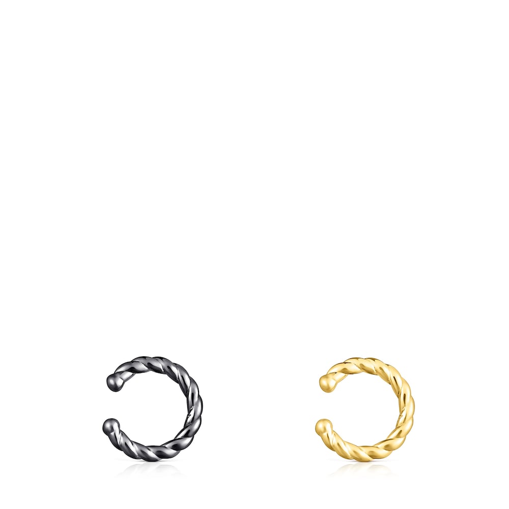 Pack Earcuff Braid em Prata Vermeil e Prata Dark Silver
