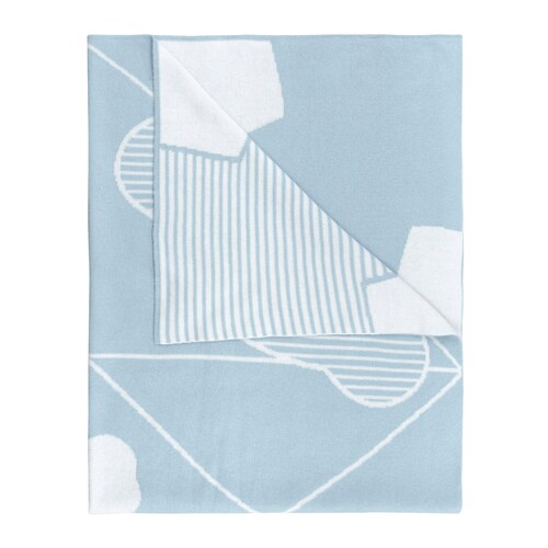 Geometric bear reversible blanket in Sky Blue image number 0