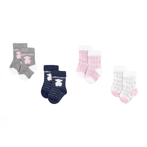 Pack of 4 Sweet Socks Pink